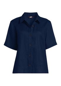 LANDS' END Kurzarm-Leinenhemd, Damen,  Blau, Leinen, by Lands' End