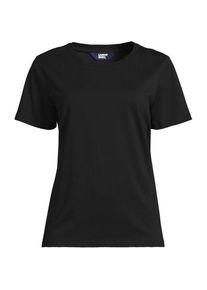 LANDS' END Supima T-Shirt mit Rundhalsausschnitt, Damen,  Schwarz, Baumwolle, by Lands' End
