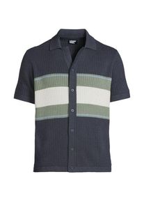 LANDS' END Strick-Poloshirt mit Knopfleiste, Herren,  Blau, Viskose/Baumwoll-Mischung/Nylon-Mischung, by Lands' End