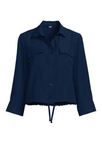 LANDS' END Verk&uuml;rztes Twillhemd mit Kordelzug, Damen,  Blau, Polyester/Viskose, by Lands' End