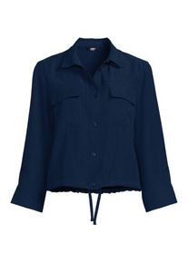 LANDS' END Verk&uuml;rztes Twillhemd mit Kordelzug, Damen,  Blau, Polyester/Viskose, by Lands' End