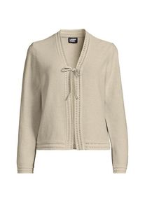 LANDS' END Cardigan aus Leinenmix zum Binden, Damen,  Wei&szlig;, Baumwolle/Leinen, by Lands' End