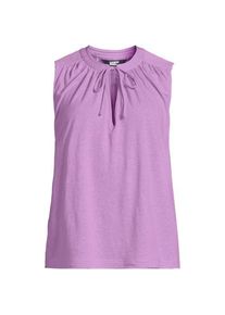 LANDS' END Top aus Leinenmix mit Bindekragen, Damen,  Lila, Leinen, by Lands' End