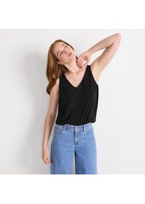 LANDS' END Creaseless Top mit V-Ausschnitt, Damen,  Schwarz, Polyester, by Lands' End