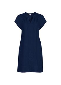 LANDS' END Leinenkleid mit Smok-Ausschnitt, Damen,  Blau, Leinen, by Lands' End