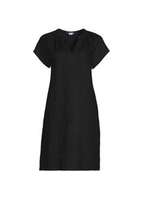 LANDS' END Leinenkleid mit Smok-Ausschnitt, Damen,  Schwarz, Leinen, by Lands' End
