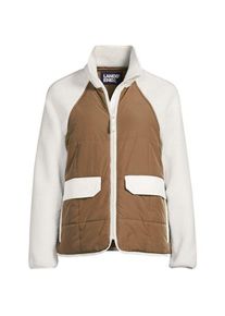 LANDS' END Steppjacke mit Teddy-&Auml;rmeln, Damen,  Wei&szlig;, Polyester, by Lands' End