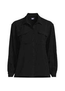 LANDS' END Utility-Bluse Knitterfrei, Damen,  Schwarz, Polyester, by Lands' End
