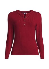 LANDS' END Henley-Shirt mit langen &Auml;rmeln, Damen,  Rot, Viskose, by Lands' End