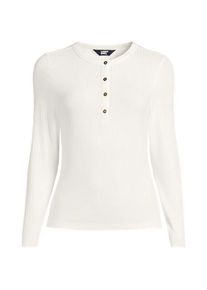 LANDS' END Henley-Shirt mit langen &Auml;rmeln, Damen,  Wei&szlig;, Viskose, by Lands' End
