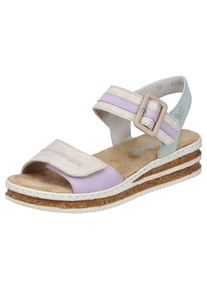 Rieker Damen Keilsandalette, Gr. 36creme, flieder, mint, Nubuklederimitat, klassisch, Schuhe, Sommerschuh, Urlaubschuh, Sandale mit regulierbaren