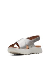 Clarks Damen Sandale "DashLite Wish", Gr. 39silber metallic, Leder, sportlich, Schuhe, Plateausandale, Klettschuh mit modischer Kreuzbandage
