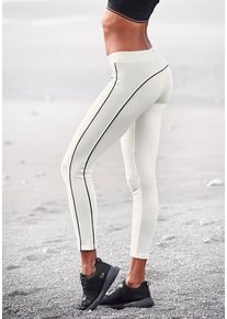 H.I.S. H.I.S Leggings braun Gr. 32/34 für Damen. Mit Piping, Logostickerei. Figurbetont. Nachhaltig.