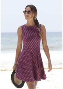 Beach Time BEACHTIME Strandkleid mehrfarbig Gr. 34 für Damen. Rundhals und Allover-Druck. Figurumspielend. Nachhaltig.