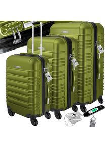 Kesser® 3tlg. Hartschalenkofferset Hartschalenkoffer Reisekoffer Set Reisekofferset Trolley Koffer Inkl. Kofferwaage + Gepäckanhänger Rollkoffer Schloss 4 Rollen ABS-Hartschale Teleskopgriff M-L-XL