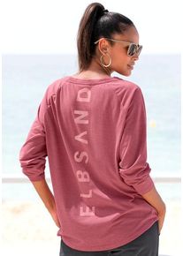 ELBSAND Longsleeve 'Tira' violett Gr. L (40) für Damen. Rundhals und Logodruck. Figurumspielend. Nachhaltig.