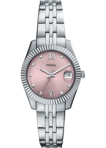 Fossil Damen Quarzuhr "SCARLETTE MINI"silberfarben, rosa, Armbanduhren, Armbanduhr, Damenuhr, Edelstahlarmband, analog, Tag, Glassteine