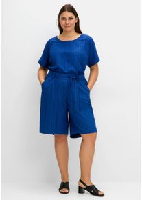 Große Größen Weite Bermudas in Struktur-Qualität, mit Schlupfbund Gr. 54 blau von sheego für Damen