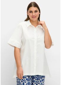 Große Größen Hemdbluse mit Zipfelsaum und weiten Ärmeln Gr. 46 beige von sheego für Damen
