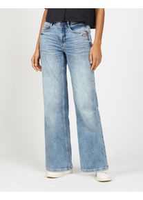Gang Damen Weite Jeans "94AMELIE WIDE"high, low bleach, casual, Gr. 30, Denim/Jeans, Obermaterial: 97% Baumwolle, 2% Elastomultiester, 1% Elasthan,