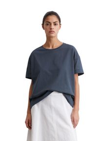Marc O'Polo MARC O'POLO Damen T-Shirt "aus Material-Mix"muted blau, Basic, Gr. S, unifarben, Obermaterial: 100% Baumwolle, Shirts