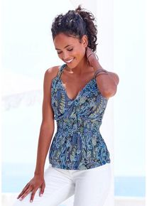 Lascana Tanktop mehrfarbig Gr. 32/34 für Damen. Mit tiefer V-Ausschnitt. Figurumspielend. Nachhaltig.