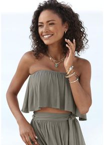 s.Oliver Bandeautop beige Gr. 38 für Damen. Mit ohne Ausschnitt. Figurumspielend