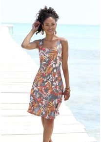 Lascana Strandkleid grau Gr. 36 für Damen. Rundhals und Allover-Druck. Figurumspielend. Nachhaltig.