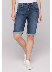 SOCCX Damen Jeansshortsdeep ocean blau, casual, Gr. 27, Abriebeffekte, Material: 78% Baumwolle, 21% Polyester, 1% Elasthan, Jeans, mit zwei Knöpfen