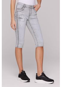 SOCCX Damen Jeansshortslight grau printed, casual, Gr. 29, bedruckt, Material: 72% Baumwolle, 27% Polyester, 1% Elasthan, Jeans, mit normaler Leibhöhe