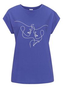 Lascana Kurzarmshirt blau Gr. 32/34 für Damen. Mit Rundhals. Figurumspielend. Nachhaltig.