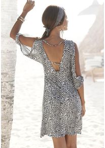 Vivance Jerseykleid mehrfarbig Gr. 34 für Damen. Tiefer V-Ausschnitt und Allover-Druck. Figurumspielend. Nachhaltig.