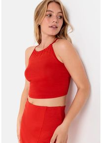 LSCN BY LASCANA Crop-Top rot Gr. 40 für Damen. Mit amerikanischer Ausschnitt. Sehr Figurbetont. Nachhaltig.