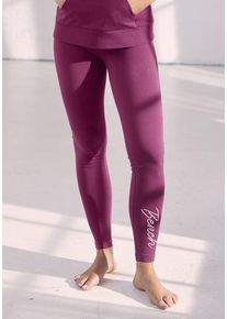 BENCH. LOUNGEWEAR Leggings pink Gr. 32/34 für Damen. Mit Logoschriftzug. Nachhaltig.