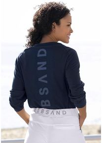 ELBSAND Longsleeve 'Tinna' blau Gr. L (40) für Damen. Rundhals und Logodruck. Figurumspielend. Nachhaltig.