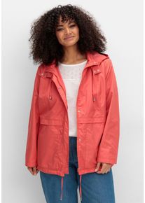 Große Größen Outdoorjacke mit Kapuze und Stehkragen Gr. 40 rot geblümt von sheego für Damen