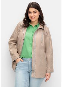 Große Größen Jacke mit silberfarbenen Kontrastdetails Gr. 50 beige von sheego für Damen