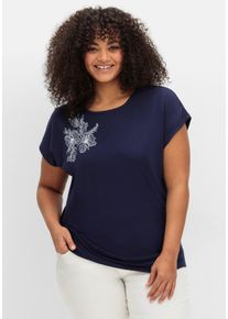 Große Größen Jerseyshirt mit Blumenprint Gr. 52 blau geblümt von sheego für Damen
