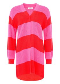 Zwillingsherz Damen Cardigan ""Katja""rot pink, modisch, Strick, Obermaterial: 70% Polyester, 30% Wolle, Strickjacken, gestreifte Strickjacke mit