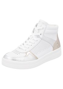 Remonte Damen Plateausneaker, Gr. 42weiß, silberfarben, goldfarben, Leder, Lederimitat, kontrastfarbene Details, sportlich, Schuhe, Freizeitschuh,