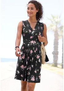 Vivance Jerseykleid mehrfarbig Gr. 34 für Damen. V-Ausschnitt und Allover-Druck. Figurumspielend. Nachhaltig.