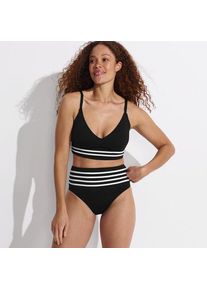 LANDS' END Bikinihose mit Paspelierung, High Waist, hoher Beinausschnitt, Damen,  Schwarz, Elasthan/Nylon-Mischung, by Lands' End