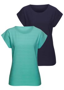 Vivance Damen T-Shirt "mit modischer Streifenstruktur"smaragd, navy, modisch, Gr. 36, unifarben, Obermaterial: 100% Baumwolle, Shirts, aus weicher