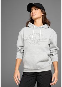 Kangaroos Damen Kapuzensweatshirthell grau melange, casual, Gr. 32, bedruckt, meliert, metallic, angeraute Sweatware, Obermaterial: 80% Baumwolle,
