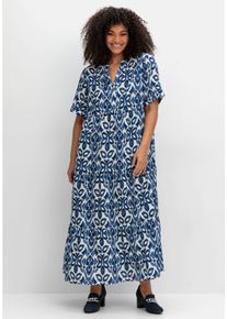 Große Größen Maxikleid mit Ornamentdruck und Stufenrock Gr. 52 beige gemustert bedruckt von sheego für Damen