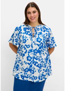 Große Größen Tunika mit Blütenprint und V-Ausschnitt Gr. 54 beige gemustert von sheego für Damen