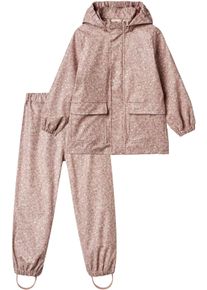 Wheat Kinder Regenjacke "Rainwear Ola Set"powder flower meadow, casual, Gr. 98, geblümt, Obermaterial: 100% Polyester, Jacken, mit passender
