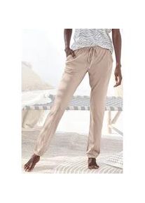 Schlafhose Lascana, Damen, Gr. 44/46, N-Gr, braun (nougat), Single Jersey, Obermaterial: 50% Baumwolle, 50% Viskose, unifarben, bequem lang, Hosen Schlafhose, Uni oder mit tollem Animal-Print