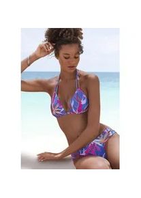 Bikini-Hose Buffalo "Soleil", Damen, Gr. 40, N-Gr, bunt (blau, pink bedruckt), Recycling-Polyamid, bedruckt, floral, Badehosen Bikini-Hose, mit seitlichen Zierb&auml;ndern