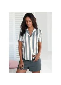 Shorty Vivance DREAMS, Damen, Gr. 32/34, grau (grau, wei&szlig;), Single Jersey, Obermaterial: 100% Baumwolle, Basic, bequem kurz, Homewear-Sets Shorty, im Hemdblusenlook
